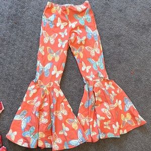 Spring butterfly girls bell bottoms pants flares sz 5/6